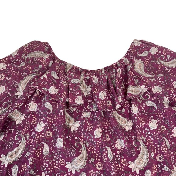 Cato Womens Paisley Print Dusty Pink Peasant Blouse Ruffle Neckline SZ 22/24W - Picture 10 of 10